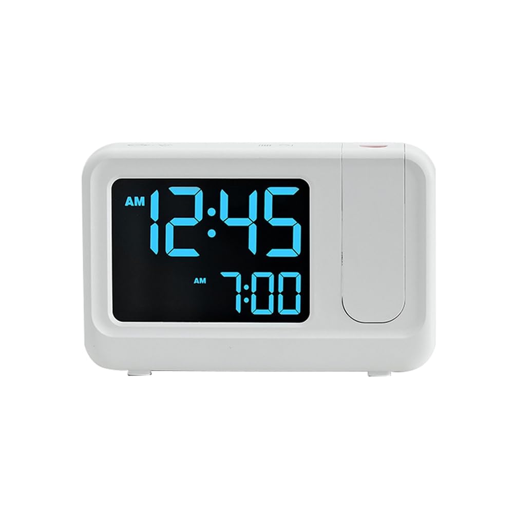 Vjsujehgy Simple LCD Electronic Clock Digital Multifunctional Projector Alarm Clock Bedside Alarm Table Mute Alarm Clock White