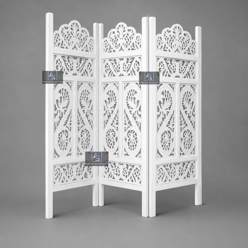 Image of Partition for Living Room,Divider,Partition Wall Room Divider Screen Separator, Wall Panel Divider for Hall | Bedroom |Office | Puja Room | Restaurant S Design (4ft 3 Panel White)
