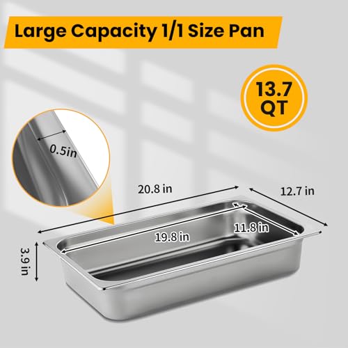 Aplancee 4-Pack Hotel Pans with Lids 1/1 Size x 4 Inch Deep, Commercial Stainless Steel Food Pan Dishwasher Safe for Buffet, Steam Table, Restaurant & Cooking by Aplancee - Image 6