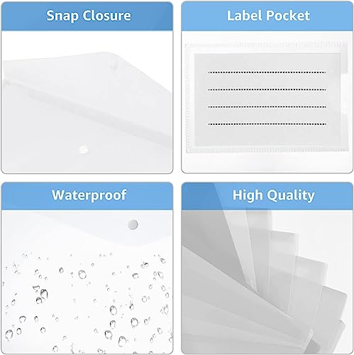 Pochette plastique transparent A4 bouton pression pour classer 25 docs