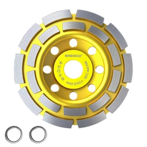 Ninehole Diamant-Schleiftopf 125 x 22,23 mm Schleifscheibe Doppelreihig, Diamant Frässcheibe für Stein, Granit, Naturstein, Beton, Mauerwerk, Trockener Fliesenkleber, Estrich Ninehole Diamant-Schleiftopf 125 x 22,23 mm Schleifscheibe Doppelreihig, Diamant Frässcheibe für Stein, Granit, Naturstein, Beton, Mauerwerk, Trockener Fliesenkleber, Estrich