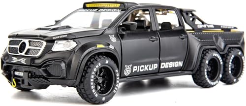 Image of 1:28 Pickup X-Class Model Car Diecast Zinc Alloy Pull Back Toy with Sound & Light Realistic Design Durable Kids Toy for Boys & Girls Collectible Gift 3+ Years (Black)