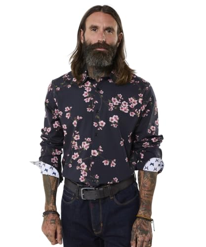 Image of Joe Browns Men's Oriental Bloom Print Shirt, Black, XL