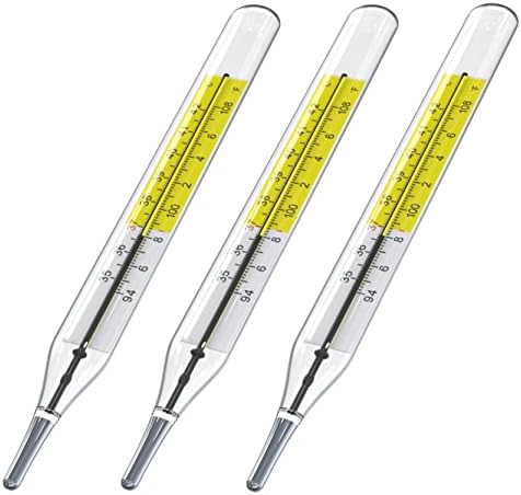 3 PK Glass Thermometer Mercury Free Clinic Thermometer Traditional Thermometer Dual Scale Mercury Free C&F 3PK