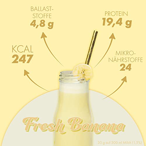VitalBody+ DailyShake, Fresh Banana, 450 g, Mahlzeitenersatz-Shake zum Abnehmen, 15 Mahlzeiten, nur 250 kcal pro Shake, vollwertig & kalorienarm ersetzen