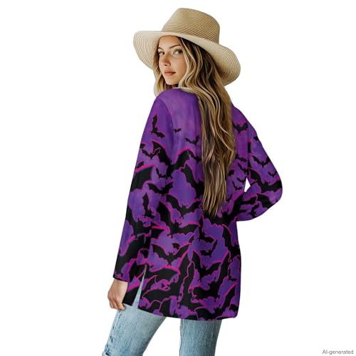 Image of Forchrinse Red Ladybug Cardigan for Women Causal Long Sleeve Open Front Cardigans Sweater Fashion 2024 Fall Coat with Pockets