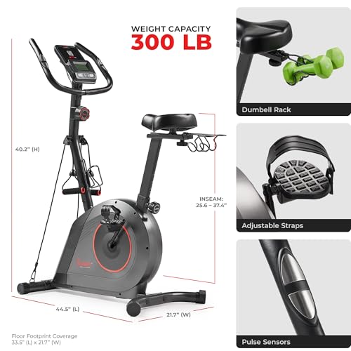 Sunny Health & Fitness Smart Upright Exercise Bike with Resistance Bands - image 3