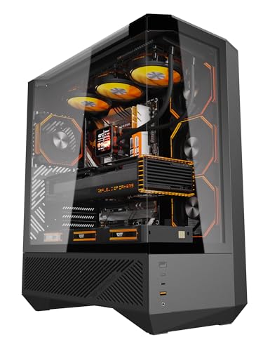 darkFlash DY460 ATX Full-Tower PC Gaming Case, High Airflow, 4×ARGB PWM Fans Included, 330° Full-View Tempered Glass, Separate PSU chamber, Supports RTX 5090 up to 400mm, 360mm Radiator Support, Black