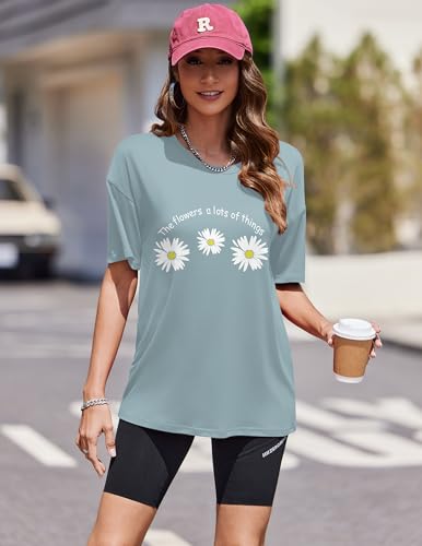 Image of Ekouaer 2 Pack Womens Tops Short Sleeve Oversized T Shirts Summer Spring Tops 2025 Basic Casual Tee Top S-XXL