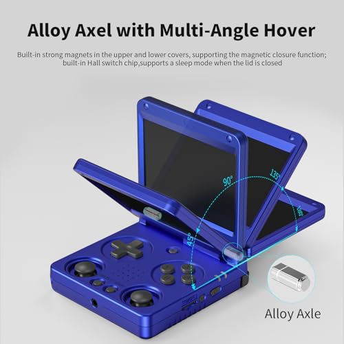 Image of Anbernic RG34XXSP Foldable Retro Handheld Game with 3.4 Inch IPS Screen Linux System Built-in 64G TF Card 5000+ Games Handheld Emulator Support 5G WiFi Bluetooth TV Output(Metallic Blue)