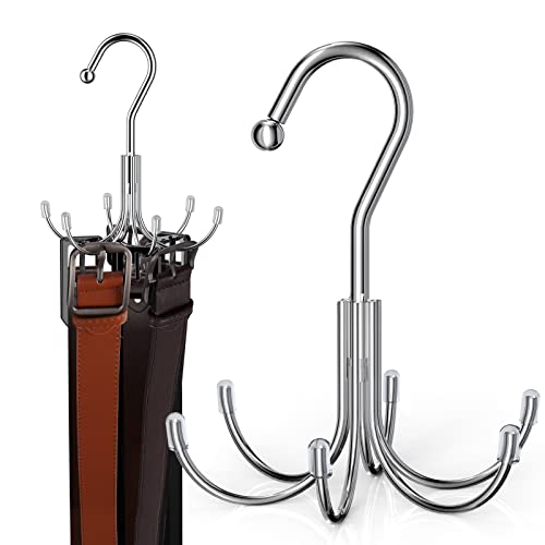 Ulimart Belt Hanger,Belt Hanger For Closet,6 Hooks Belt Organizer With 360 Degree Rotation,Closet Organizer And Storage For Hanging Belt,Purse,Hats,Ties,Scarves,Camisoles,Tank Top（Silvery） #TOP24