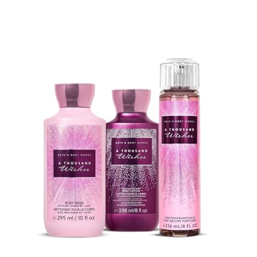 Image of Bath & Body Works A Thousand Wishes Combo Pack | Fine Fragrance Mist + Body Wash + Body Lotion | Long Lasting, Moisturizing, Signature Fragrance | Giftset for Women