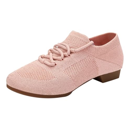 Zapatos de jazz con suela dividida para mujer y mujer, zapatos de tacón bajo gruesos con cordones, zapatos de baile para latina, zapatos modernos de tap, zapatos de práctica de samba, zapatos de