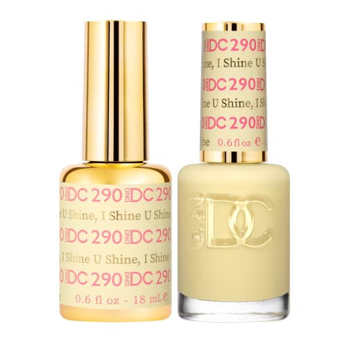 DND DC Gel Polish Set, Yellow Collection, UV/LED Gel Polish and Air Dry Nail Lacquer, Matching Chip-Free Polish Duo, 290 U Shine, I shine, 0.5 Fl Oz