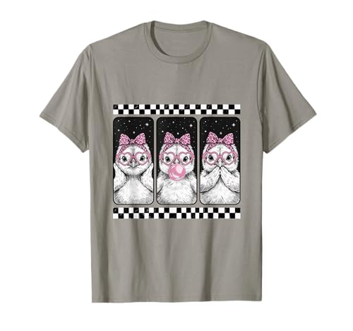 Pollo Trio Coquette Bow Bubblegum Retro Camiseta