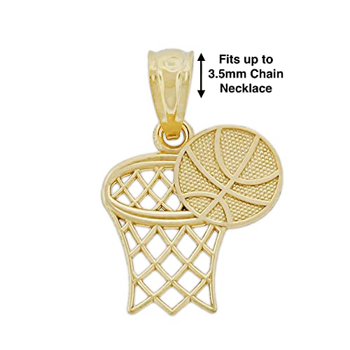 Gold Basketball Hoop Charm Pendant - 10 Karat Gold - Sports Jewelry - Basketball Team Jewelry3