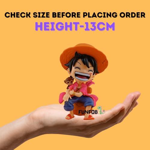 Image of FUNFOB Monkey D Luffy Action Figure Height -13cm Collectible PVC Multicolour | Luffy Naughty with Monkey