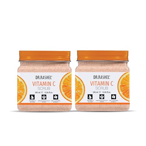 Image of DR.RASHEL Vitamin C Exfoliator For Face & Body Scrub | All Skin | Deep Exfoliation | Dead Skin Remover | Tan Removal | Blackhead Remover | 380ml Each | Pack of 2