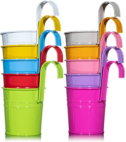 Pot de Fleurs, YoiYee Couleur Lumineuse en métal Plante Pot avec Trou de Drainage pour la Maison et la décoration de Jardin (10 Couleurs, Paquet de 10) Cover