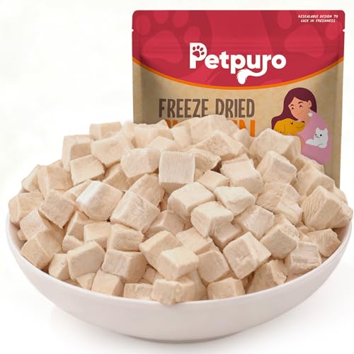 PETPURO Freeze Dried Chicken Cat and Dog Treats 14.2 OZ – Single Ingredient Chicken Meat High Protein, Bite-Sized Pet Training Snacks or Food Topper for Small Dogs Cats
