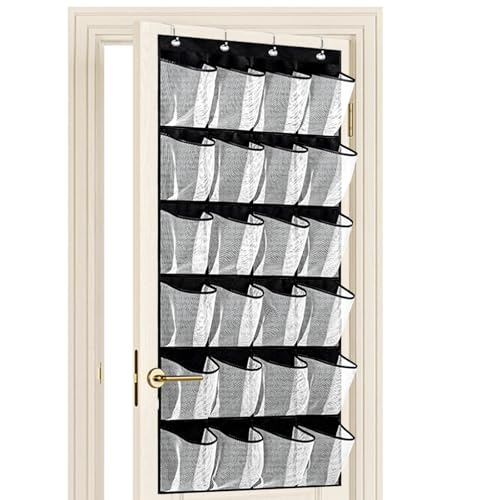 ZWQLZG Collapsible Hanging Shoe Storage, 24 Large Mesh Pockets Door Shoe Rack, Over The Door Shoes Storage, Shoe Organiser Hanging with 4 Metal Hooks, Door Rack for Kitchen Bedroom Bathroom
