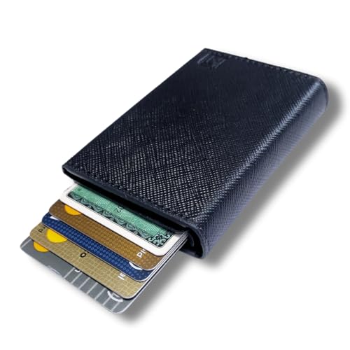 Carteira Couro PU Masculina Feminina Porta Cartões ATNI Ravena RFID antifurto Fecho Magnético Ímãs Neodímio Cinta Antiqueda Porta CNH Rígido Caixa Presentear Exclusiva Design Moderno Segurança Luxo