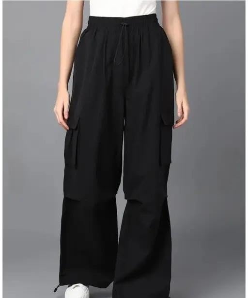 Image of Contrast Print High-Rise Cargo Trousers | Trendy and Comfortable Pants for Everyday Style