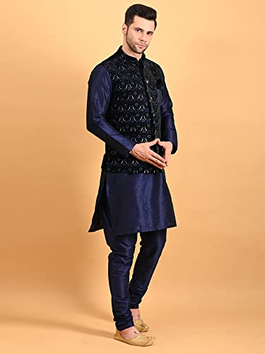 Image of Uri and MacKenzie Men's Silk Blend Kurta Pajama with Designer Ethnic Nehru Jacket /Modi Jacket