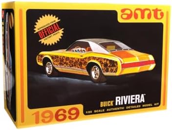 AMT 1969 Buick Riviera 1:25 Scale Model Kit – Build Stock or Custom Version, 430 Cu. in. Engine, Custom Bucket Seats, Supreme Stock Tires, Goodyear Polyglas & Lace Decals image 5