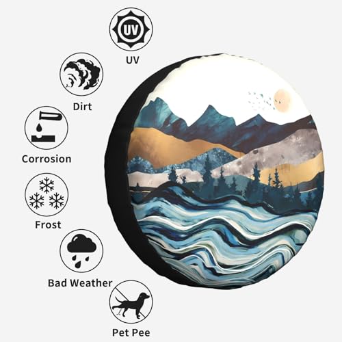 Image of Mountain Spare Tire Cover Wheel Protectors Tyre Covers Weatherproof Wheel Covers Universal Fit for Trailer Rv SUV Truck Camper Travel Trailers 17 inch