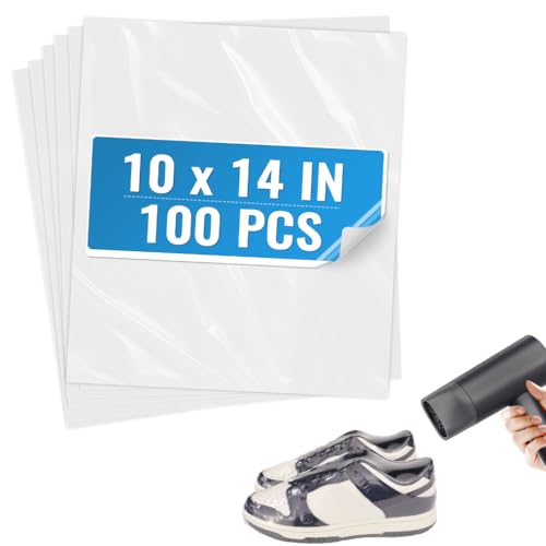 Image of Yeumk Shrink Wrap Bags 50PCS 10x14 Inches Clear PVC Heat Seal Bags Heat Shrink Wrap Bags for Soap, Bath Bomb, Book, Shoes, Jars, Film DVD /CD, Candles, Homemade DIY Projects, Christmas Gift, Halloween
