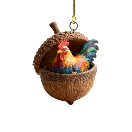 Image of Forest Animal Acorn Christmas Tree Decorations, 2D Acrylic Christmas Acorn Animals Ornaments, Cute Squirrel Xmas Tree Decorations, Hanging Ornament Holiday Party Decor, Animal Lovers Gifts.