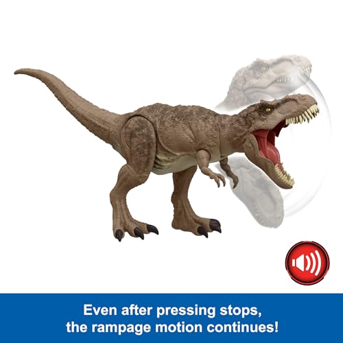 Mattel Jurassic World: The Theory of Chaos Netflix - Tyrannosaurus Attack Merciless Articulated Dinosaur Figure with Rabid Attack, Jaw Snaps, Roars, HXF54