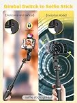 AOCHUAN Gimbal Stabilizer Face Tracking Without APP, 4 in 1 RGB Light Stabilizer, Handheld Portable Phone Tripod for iPhone&Android, Built-in Extension 108cm, M2PRO Black