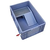 大型水陸ケース 脱走防止 カメ 爬虫類 繁殖 休憩 水遊び アクリル 爬虫類飼育 (60*40*23cm)