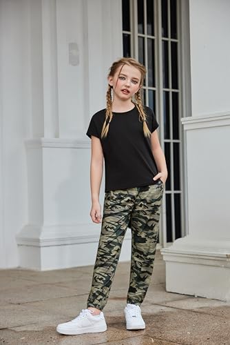 Image of Arshiner Girls Clothes 2 Piece Summer Outfits Drop Shoulder Top Pullover Sweatpants Jogger Set Sweatsuits Tracksuits 6-14Y