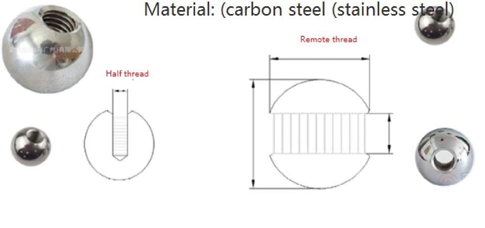 Sfera in acciaio inossidabile M5, sfera in acciaio forata filettata, sfera con impugnatura filettata filettata, sfera a vite serrata a mano-14mm * m5 * 5 pezzi