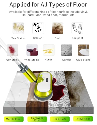 VMAI Cordless Electric Mop with Water Spray & Detachable Battery, Rechargeable Floor Spin Mop & Scrubber with LED Headlights, Washable Pads, Lightweight for Hardwood Tile Marble Floor Cleaning