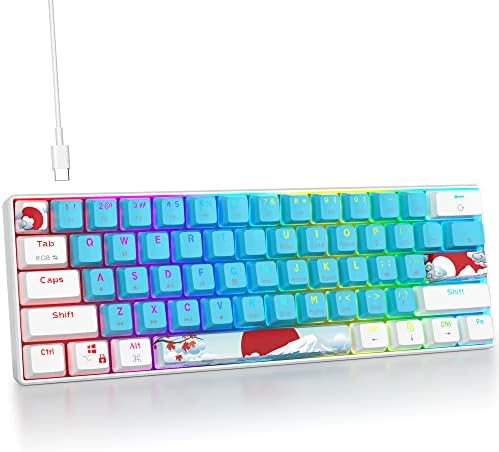 Fogruaden 60% Mechanical Keyboard, 61 Keys Gaming Keyboard, RGB Backlit, Compact 60 Percent Wired Keyboard for Win/Mac PC Gamer, Easy to Carry on Trip (Blue,Blue Switch)