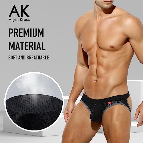 Arjen Kroos Men's Jockstrap Underwear 3 Pack Breathable Mesh Thong Gym Athletic Supporters4