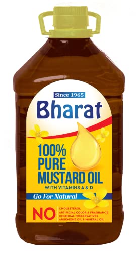 Bharat Pure Mustard Oil 5 Litre | Kachi Ghani Cold Pressed | Authentic Indian Cooking Oil | Rich in MUFA & PUFA | Strong Aroma & Flavor