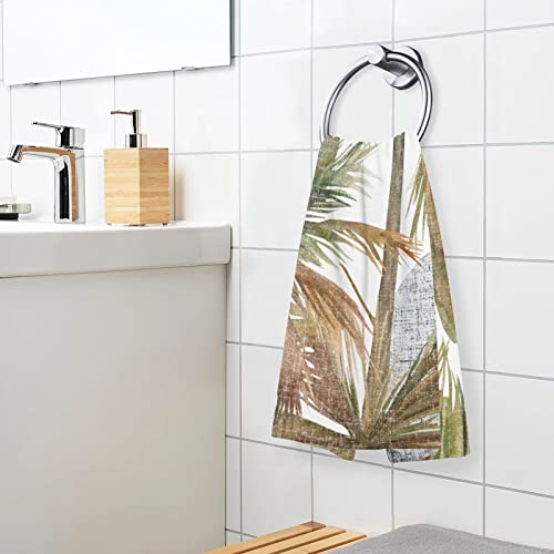 Kigai Abstract Palm Tree Cotton Hand Towels For Bathroom, Soft Absorbent Washcloths For Kitchen Hotel Gym Swim Camp Beach Spa, 2 Pack #TOP5