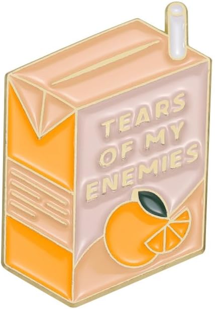 Cute Orange Flavored Soda Box Drink Brooch Enamel Pin for Girls Boys Teen Funny Yellow Words Creative Cartoon Milk Carton Geometric Lapel Pins Backpacks Hat Jackets Brooches Badge Decorate Jewelry Gift