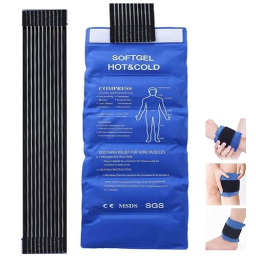 Giutsaull Paquete de Hielo de Gel con banda de compresión, Bolsa de Gel Frío o Calor, Compresa Caliente o Fría, Bolsa Hielo, Para Lesiones en las Piernas, Hinchazón, Esguinces