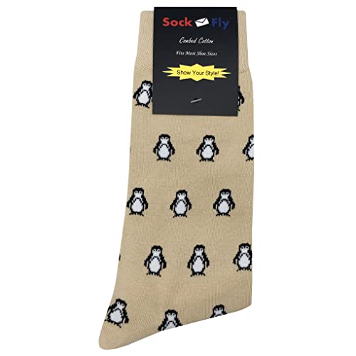 Shy Penguin Dress Socks Funny Novelty Crazy Fun Design Men Size 8-12 Cotton Casual Crew Colorful Funky Fancy Socks Gift for Men4