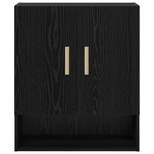 Armoire murale noire aspect chêne avec 2 compartiments et porte - 7