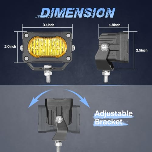 Image of Yellow LED Pods 2Pcs 40W 3 Inch Yellow Flood Ditch Light Pod Lights Fog Lights small Amber light pods Off Road Driving for Trucks Motorcycle UTV Dirt Bike Surron