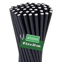 Wisefood® Strohhalme Papier [20 cm Ø 6] Party Deko [Schwarz] alternative Strohhalme Plastik-frei für Geburtstag Hochzeit DIY [500 Stk.] für Cocktail Getränke Cola Energy Drink Wasser Limo BIO