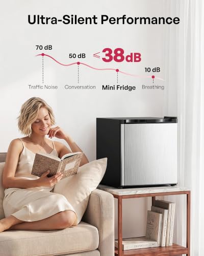 Image of Icyglee 1.7 Cu.Ft Mini Fridge with Freezer, Compact Refrigerator, Silver