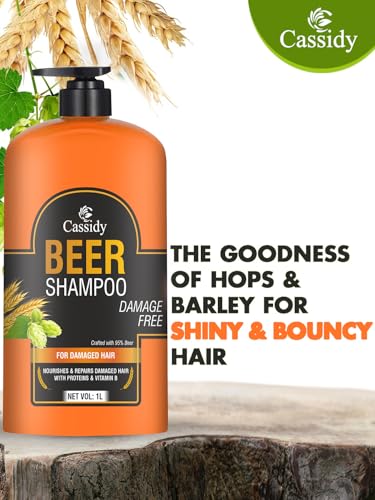 Image of Cassidy Beer Shampoo With Proteins and Vitamin B, For Damaged Hair,1L | With Proteins, Vitamin B